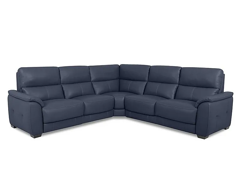 Saffron Large Leather Corner Sofa - BV Ocean Blue