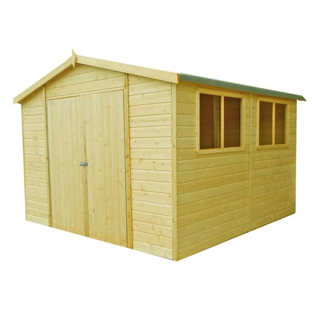 Shires Workspace DD Tongue & Groove Garden Shed Workshop Approx 10x10 Feet in Brown 2