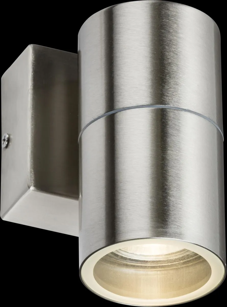 Netlighting GU10 Fixed Single Wall Light Brushed Chrome 230V IP54 20W in Grey