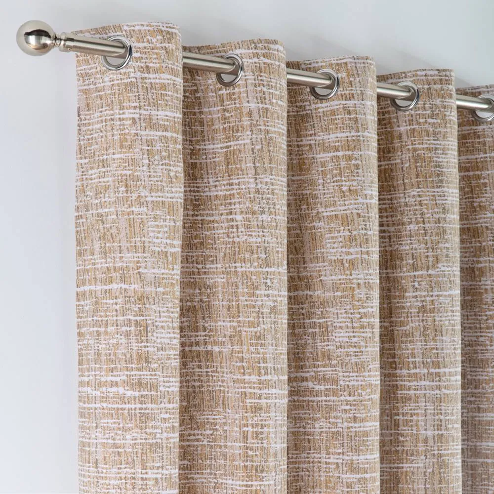 Portfolio Home Maine Geometric Abstract Fully Lined Eyelet Curtain Set 2 Panel Pair in Beige 3