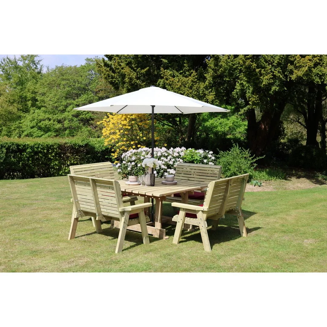 Churnet Valley Garden Furniture Ltd Ergo 8 Seat Square Table - Min Assembly Required - Set of Cushions Inc in Brown 2