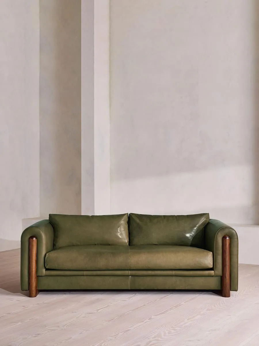 Farrell Three Seater Sofa, Leather, Moss