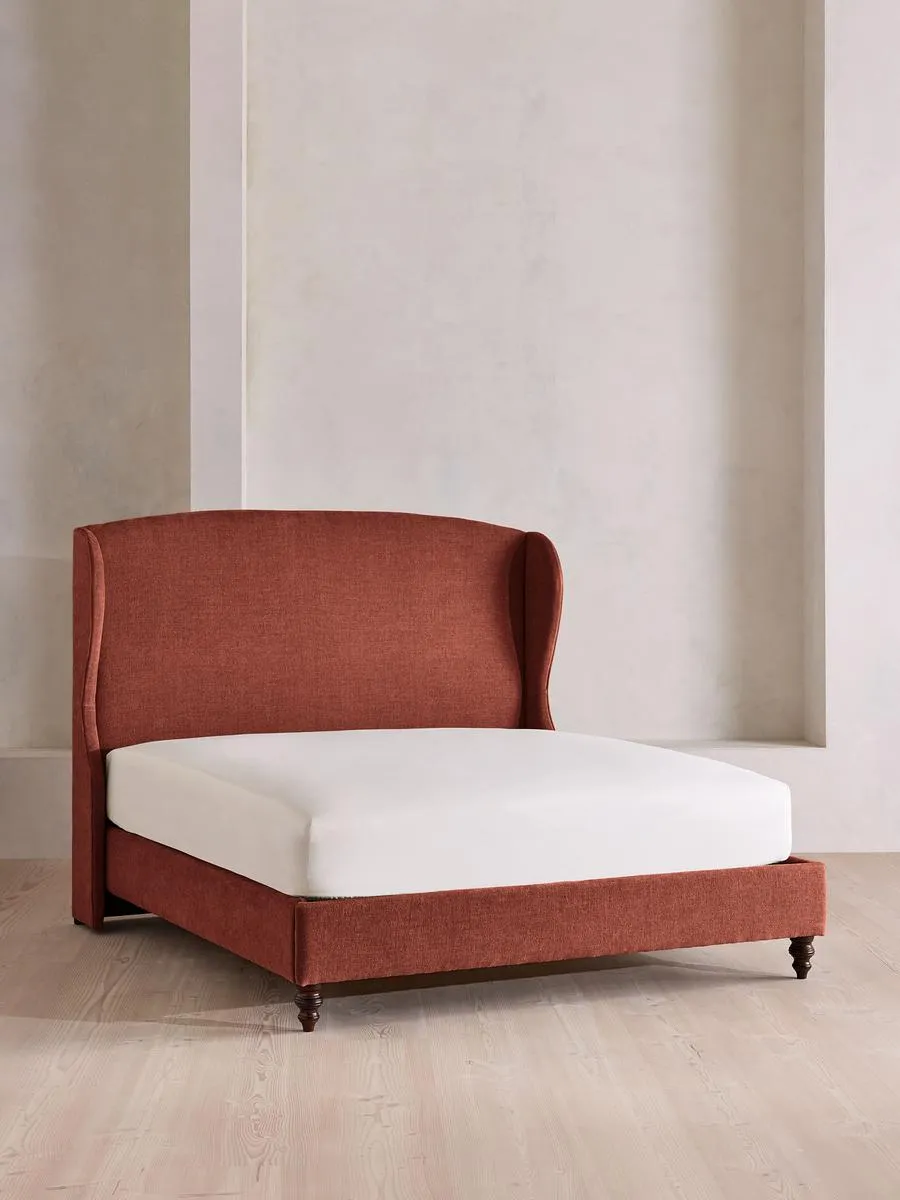 Rivas Bed, King, Linen Chenille, Rust
