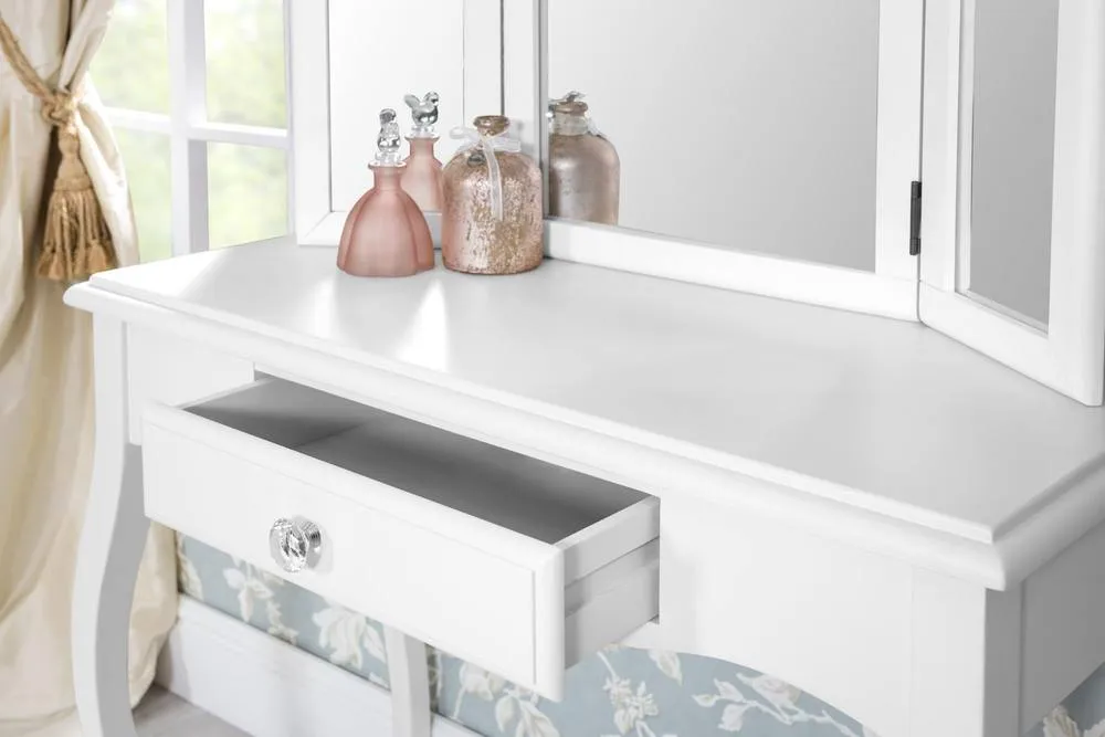 Statement Furniture Romance Dressing Table with Crystal Handles in Cool White 5