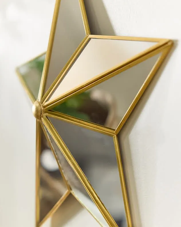 Dibor Traditional Gold Star Shaped Room Decor Wall Mounted Mirror H35cm x W34cm 4