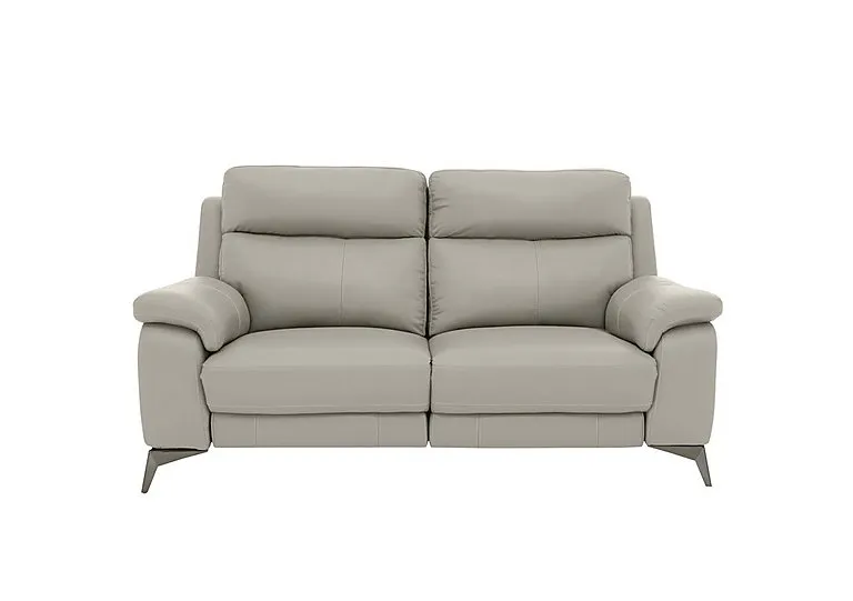 Missouri 2 Seater Leather Recliner Sofa with Power Headrest - Silver Grey