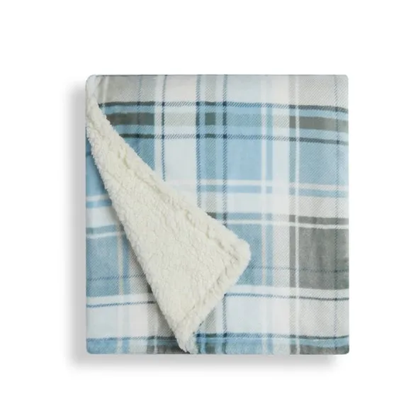Check Sherpa Throw Blanket, 130cm x 180cm 3