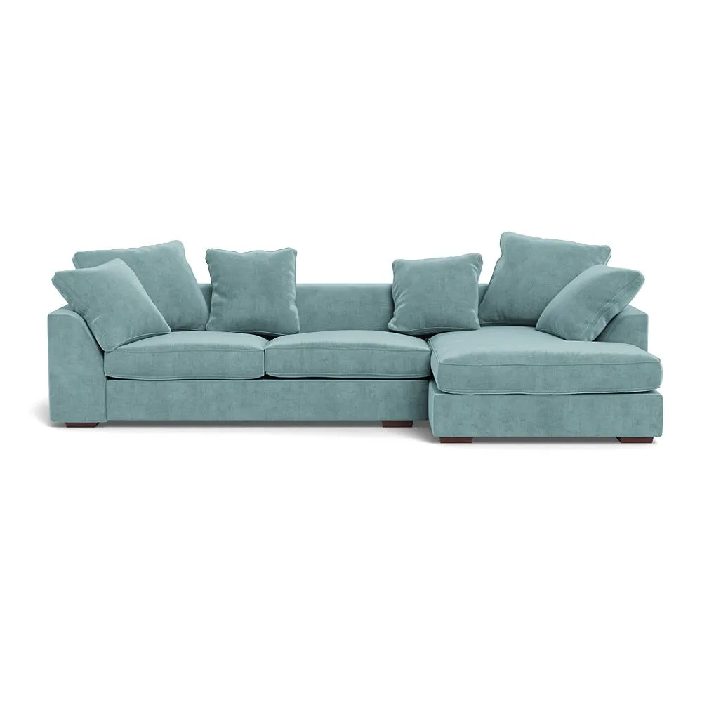 Heal's Cumulus Right Hand Facing Corner Sofa Smart Luxe Velvet Mineral Blue Black Feet 1
