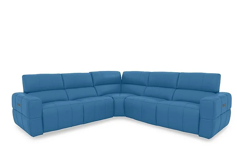 Cube Leather Large Power Recliner Corner Sofa with Power Headrests
