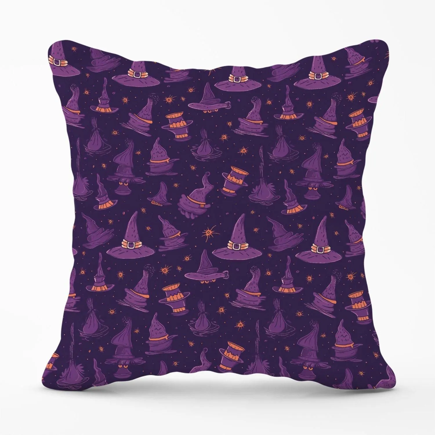 Warren Reed - Designer Witch Hats & Broomsticks Outdoor Cushion in Purple