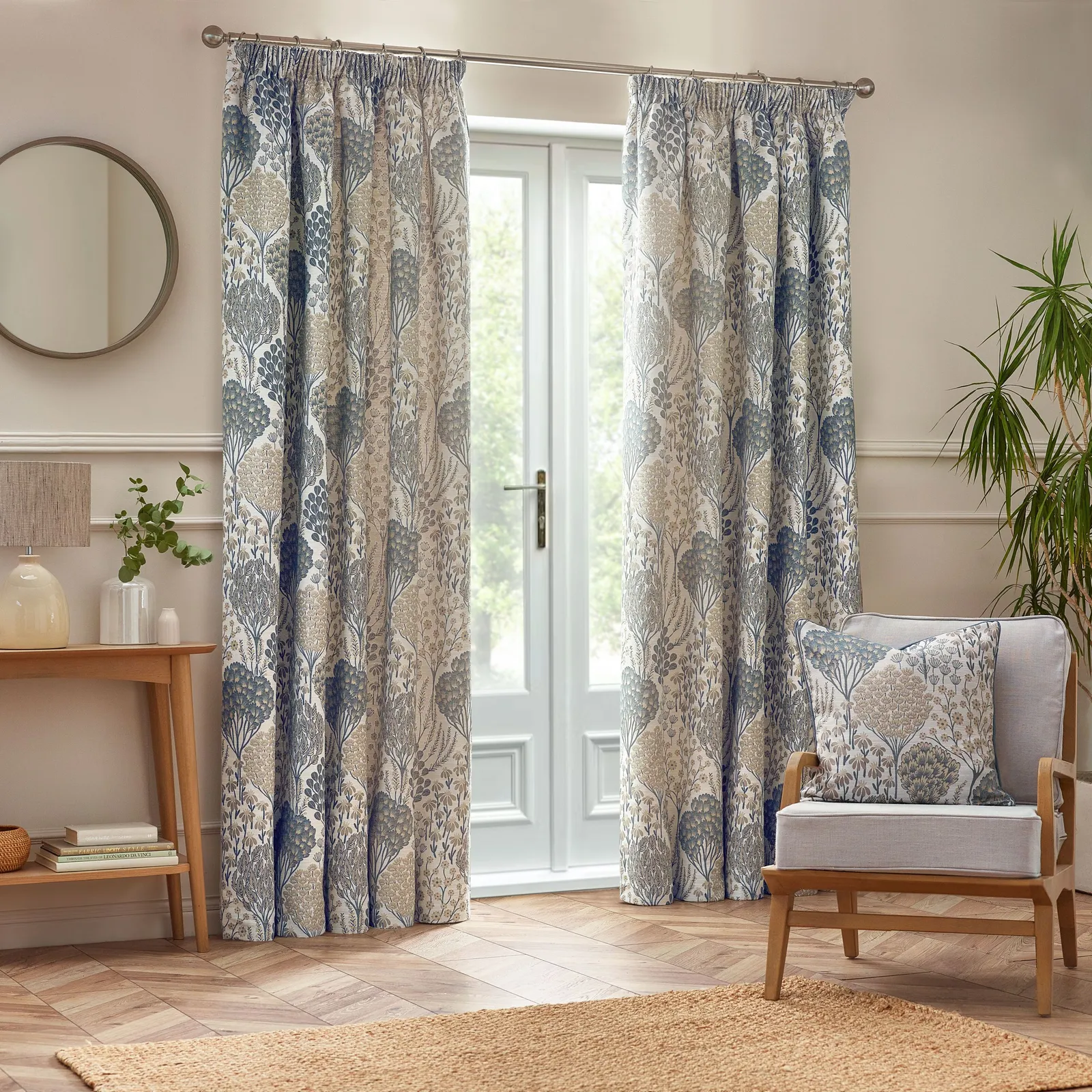 Wylder Ophelia Floral Jacquard Cushion in Blue 5