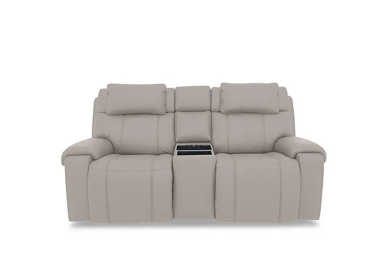 Hollywood Leather 2 Seater Power Recliner Media Sofa with Power Headrests and Storage Arms - Silver Grey