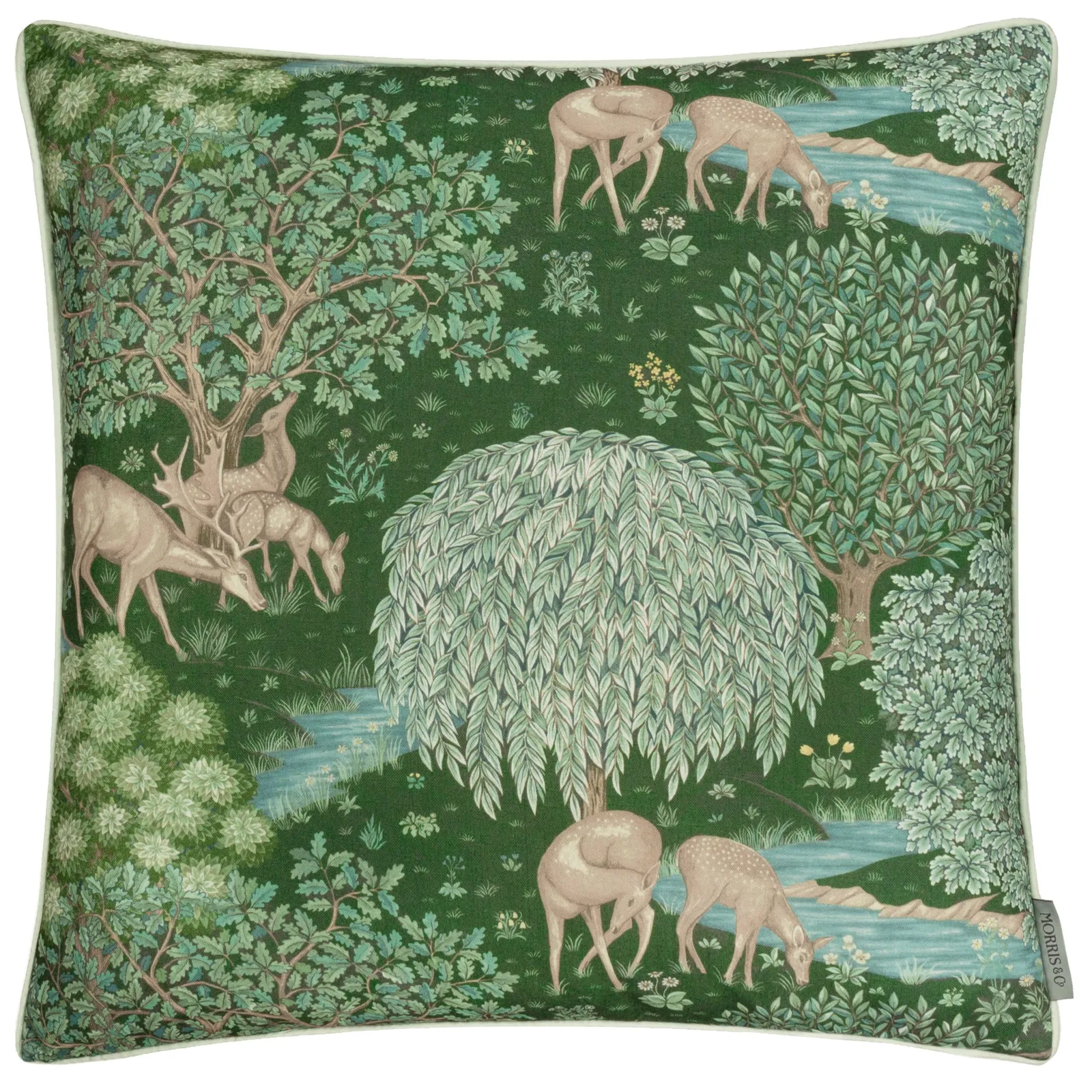 Morris & Co The Brook Printed Outdoor Cushion in Green 2