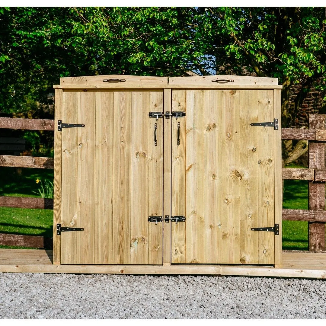 Buttercup Farm Chatburn Double Wheelie Bin Store, Timber - Fits 2 x 360L Wheelie Bins in Brown 5