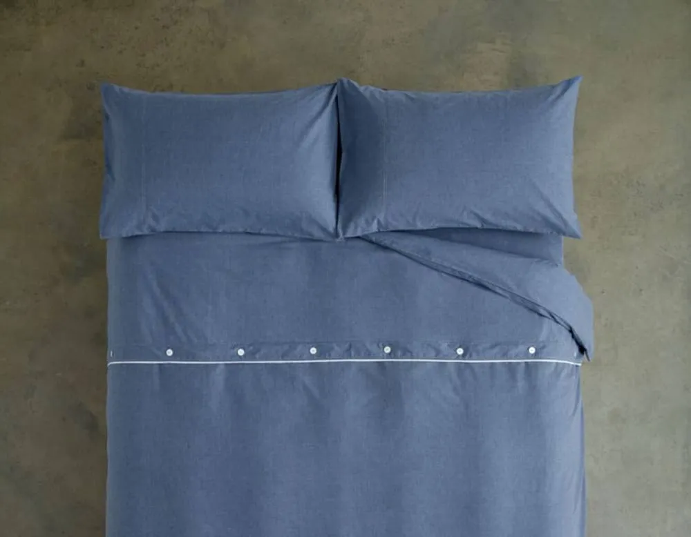 Deyongs Southwick Melange Look Housewife Pillowcase Pair - Smooth & Soft | 1846 in Blue 4