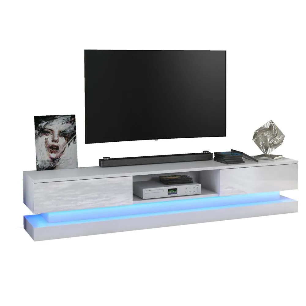 Creative Furniture Bloom TV Unit 180cm - White with Gloss Doors & LED Lights 6
