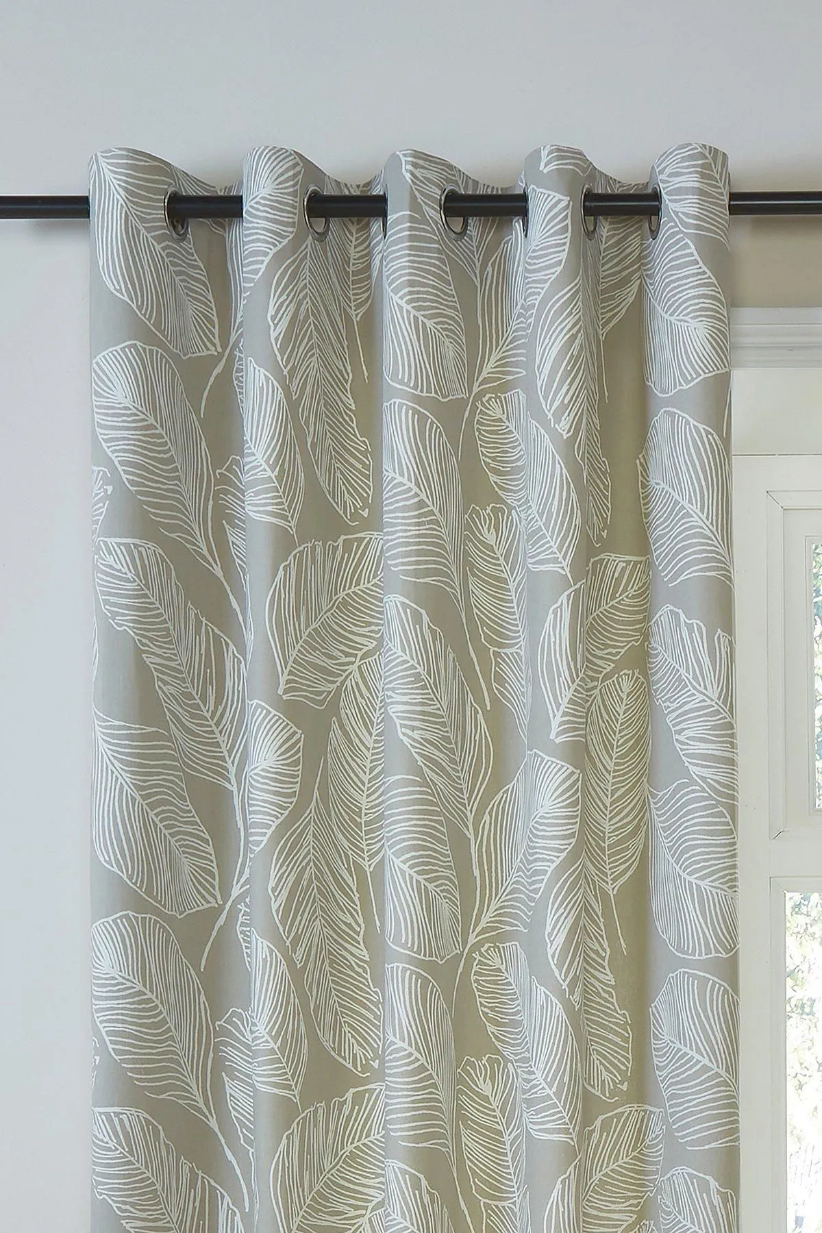 Fusion 'Matteo' 100% Cotton Light Filtering Pair of Eyelet Curtains in Natural 2
