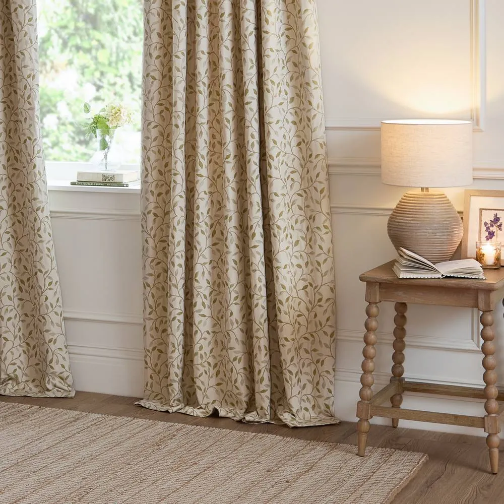 Voyage Maison Cervino Jacquard Pencil Pleat Curtain Pair in Green 4