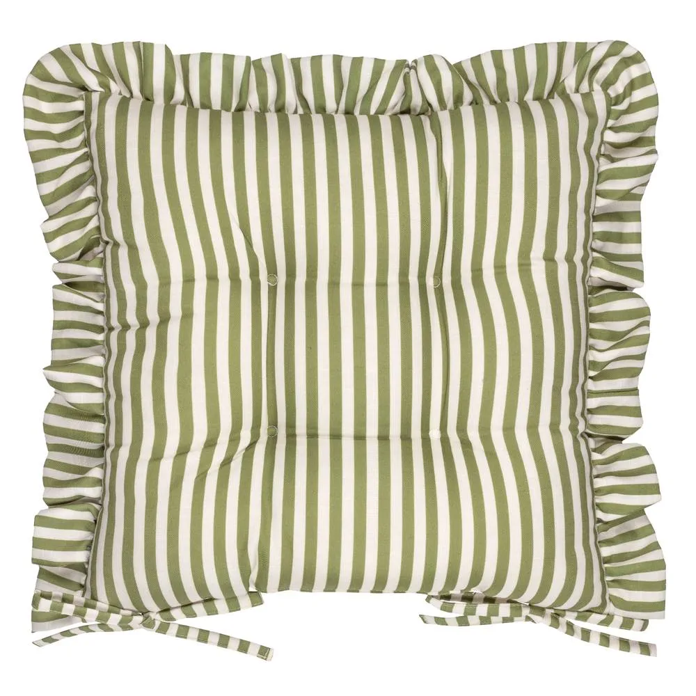 Wylder Millie Ruffle 2 Pack Indoor/Outdoor Seat Pads in Green 3