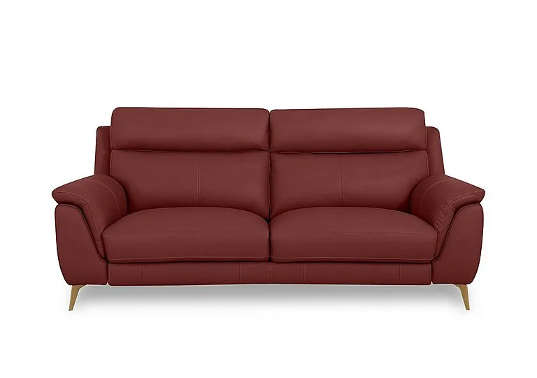 Eclipse Leather 3 Seater Sofa - Deep Red