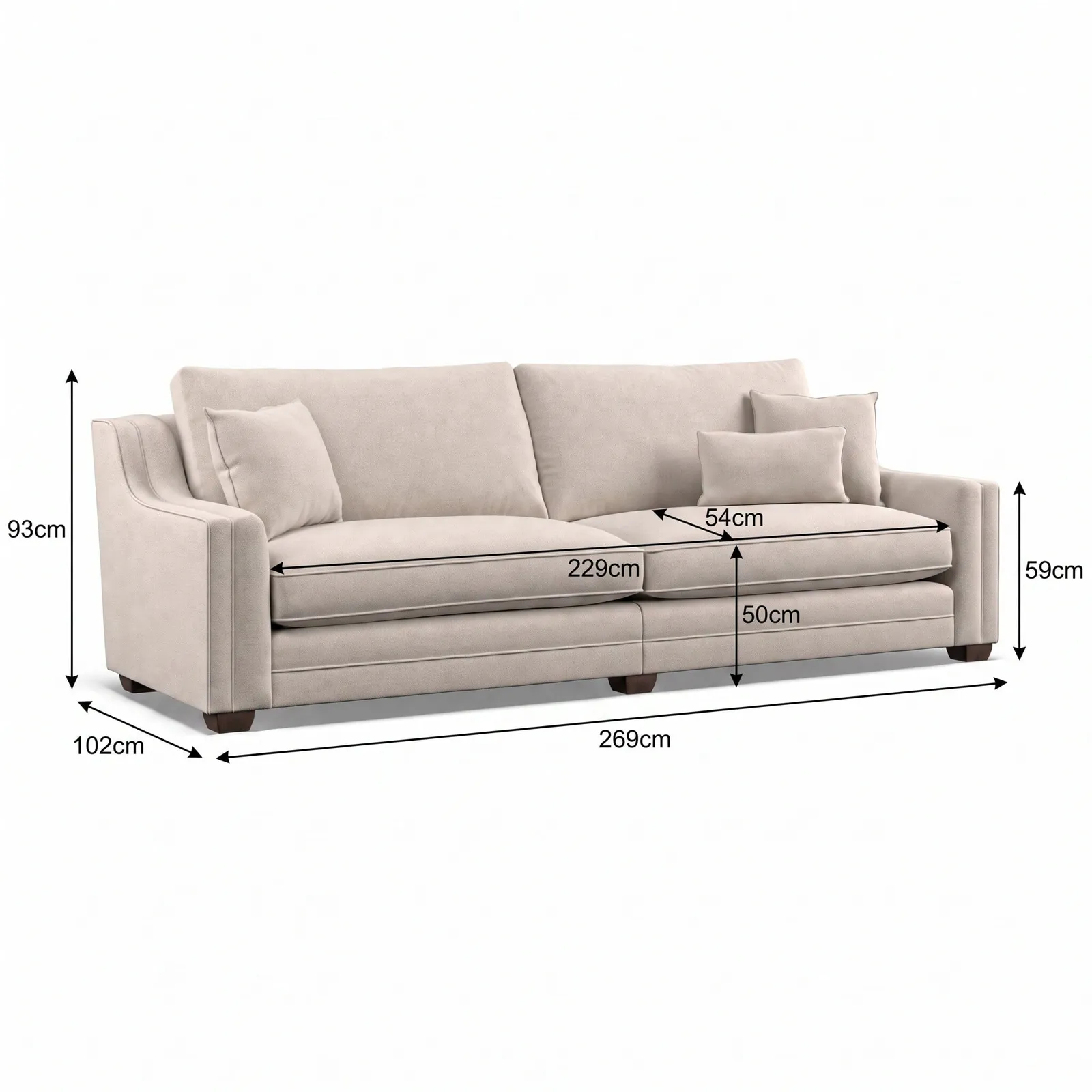 Stirling 4 Seater, Neutral Fabric | Barker & Stonehouse 4