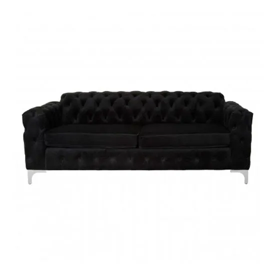 Madine 3 Seater Fabric Sofa In Black