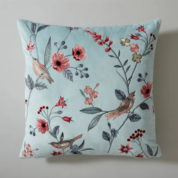 Country Birds Velour Cushion 3