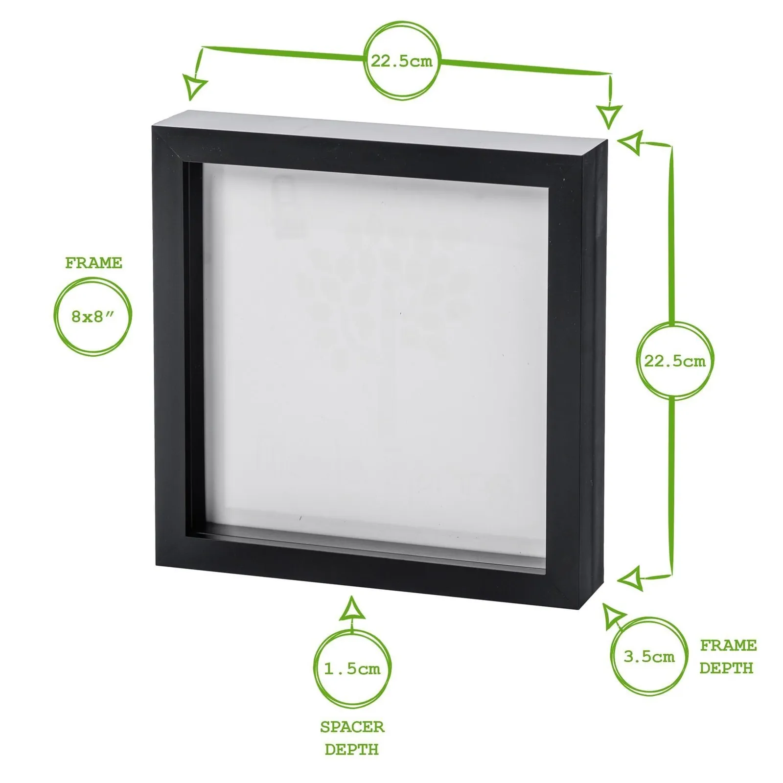 Nicola Spring 3D Box Photo Frames - 8" x 8" - White - Pack of 2 4