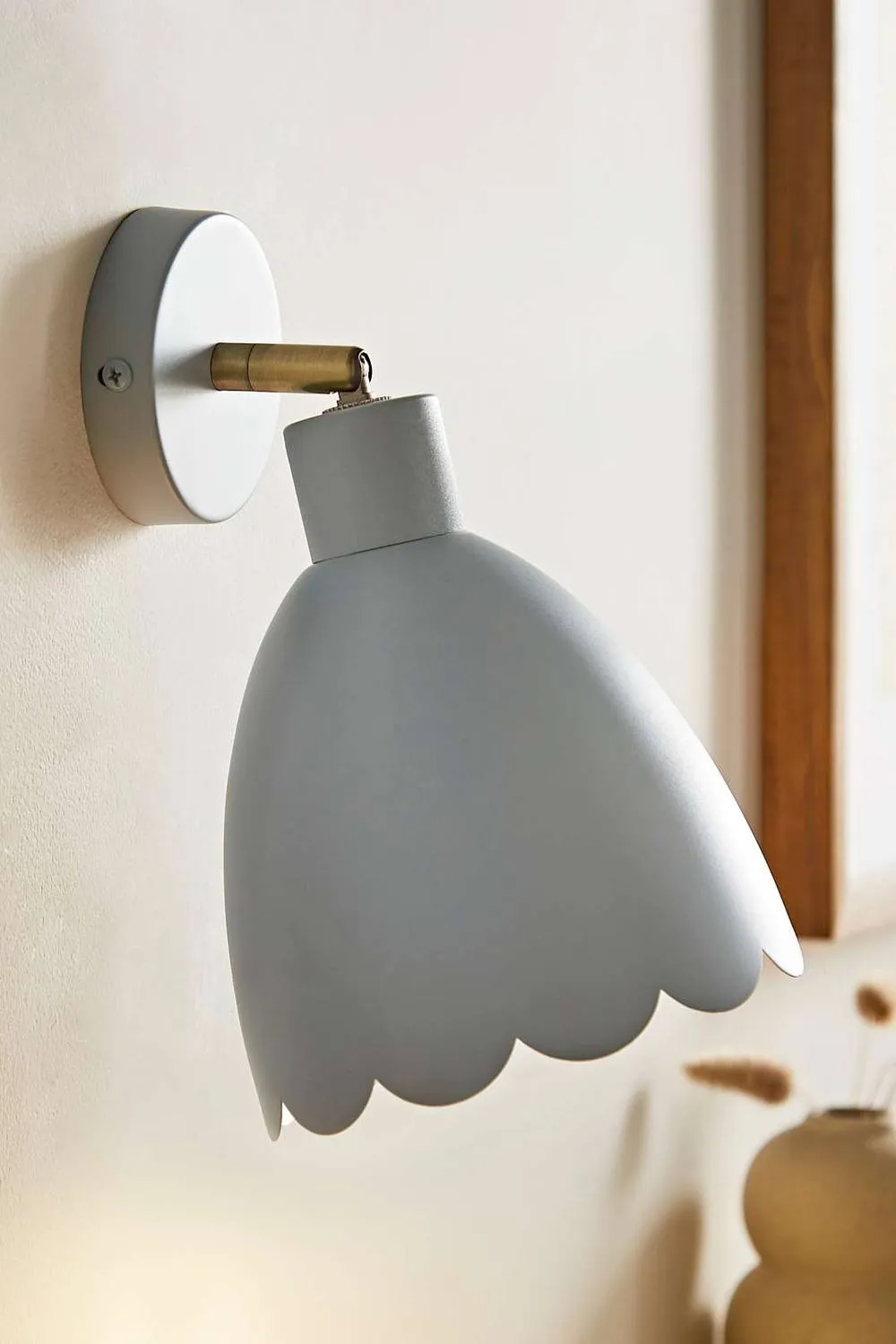ValueLights Millie Pair of Flower Style Scallop Adjustable Wall Lights & Bulbs in Baby Blue 3