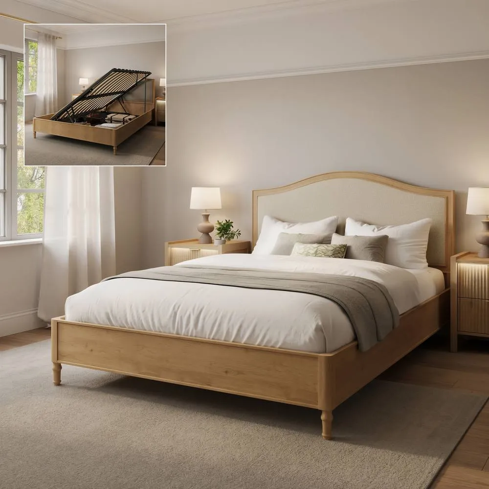 X Rocker Emy French Style Wooden Shadow Ottoman Bed - Natural - Oak