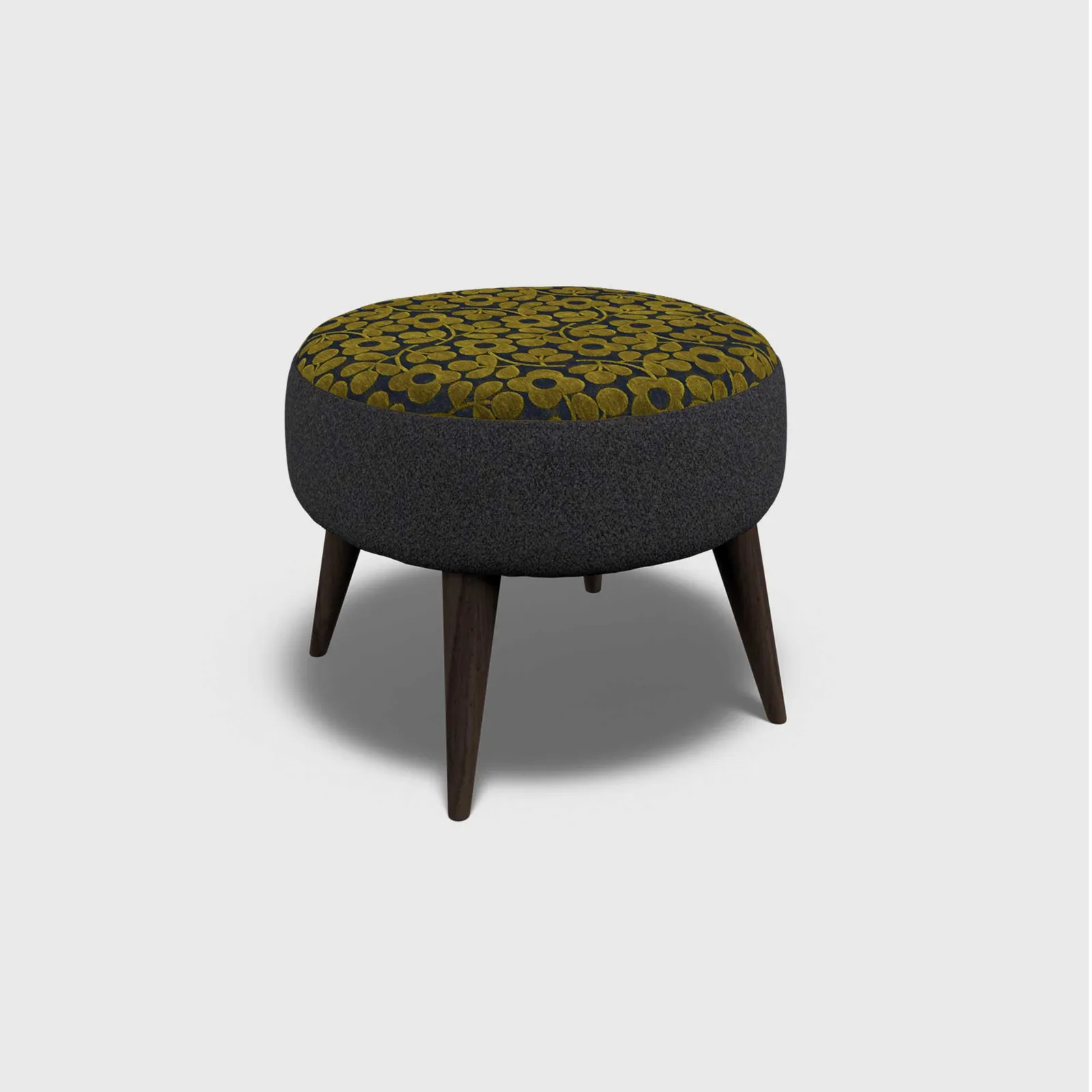 Orla Kiely Roundwood Footstool, Blue Fabric | Barker & Stonehouse 1