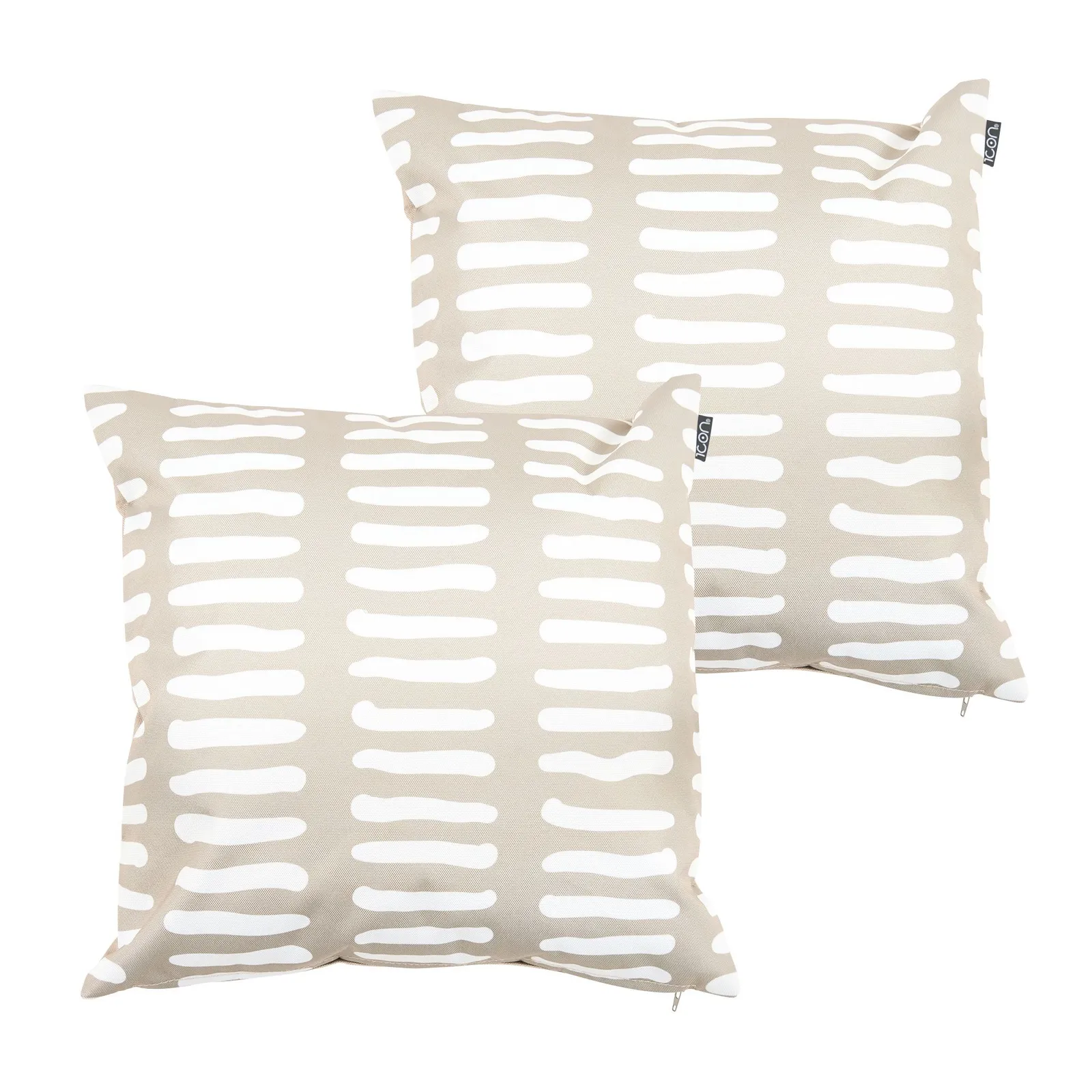 icon Mark Making Scatter Cushion Khaki 43x43cm Set of 2 in Stone