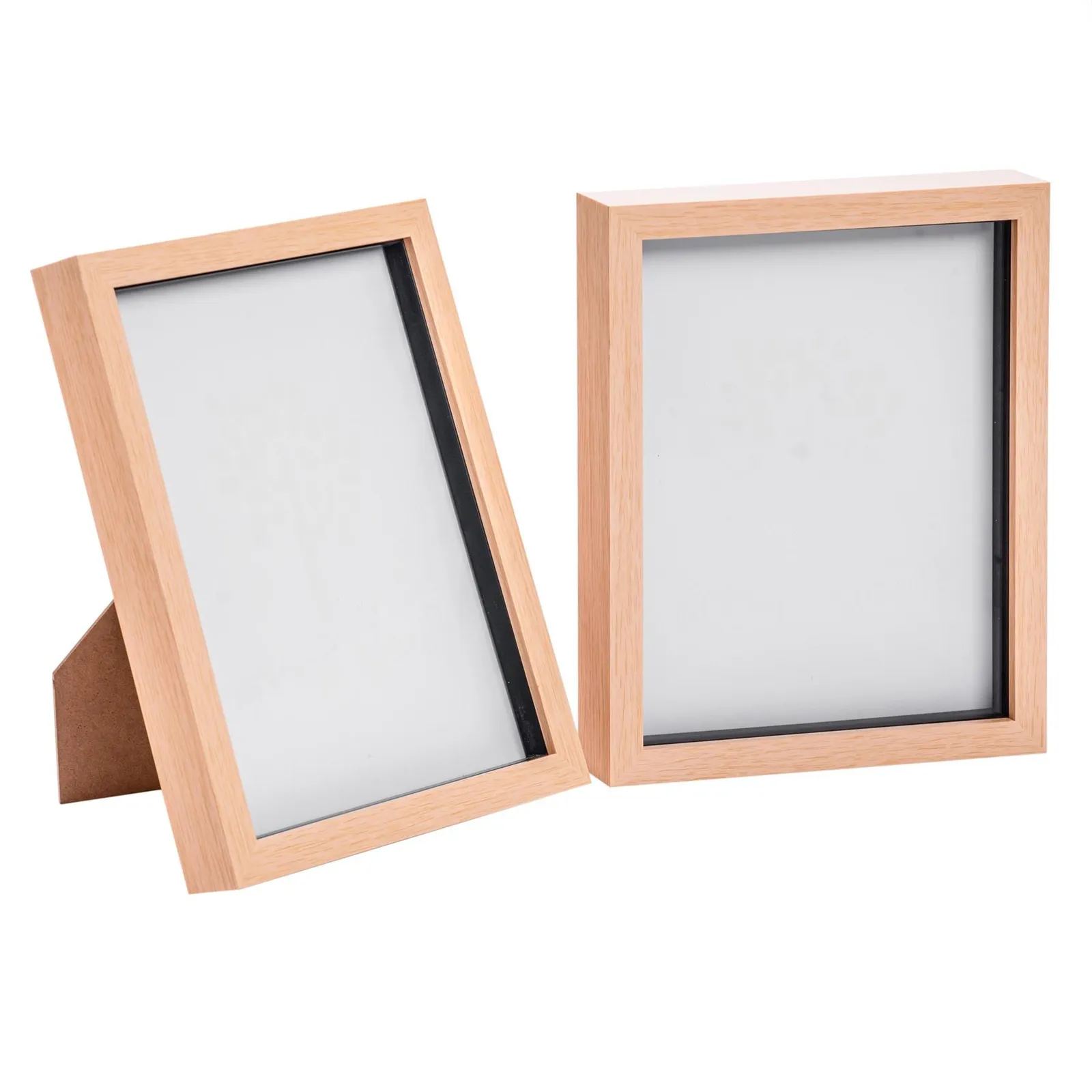 Nicola Spring 3D Box Photo Frames - 8 x 10" - Pack of 2 in Light Brown 1