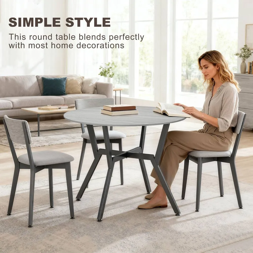 HOMCOM Small Kitchen Table with Black Steel Legs, Dining Table in Grey 4