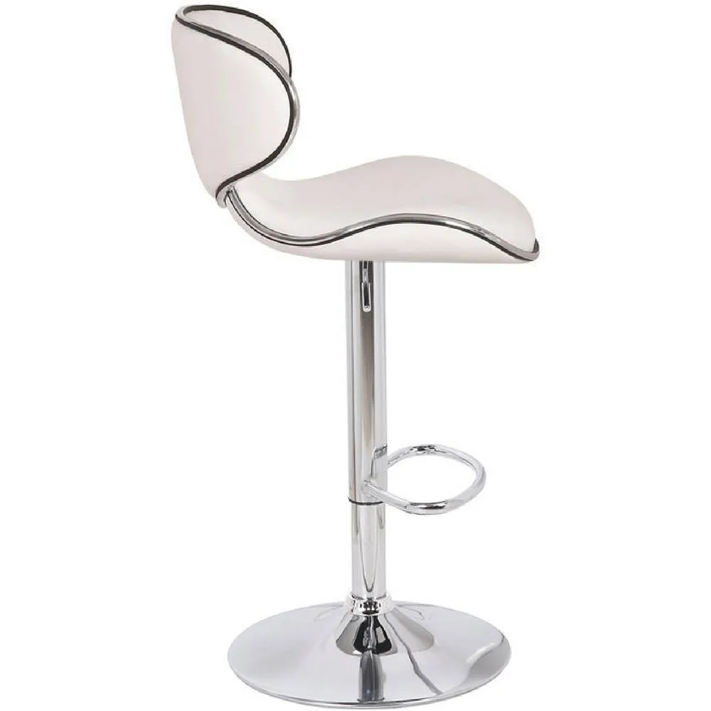 netfurniture Dove White Kitchen Bar Stool Padded Back Height Adjustable 2