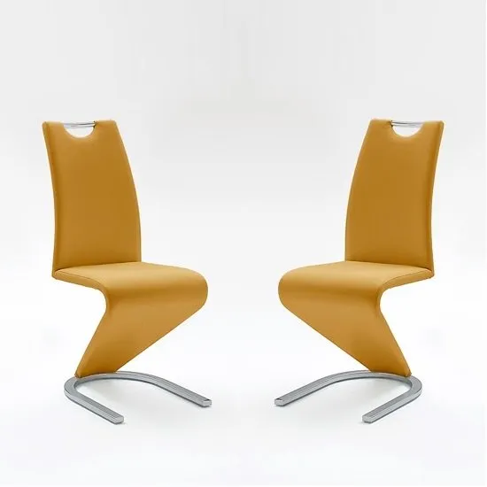 Amado Dining Chair In Curry Faux Leather In A Pair