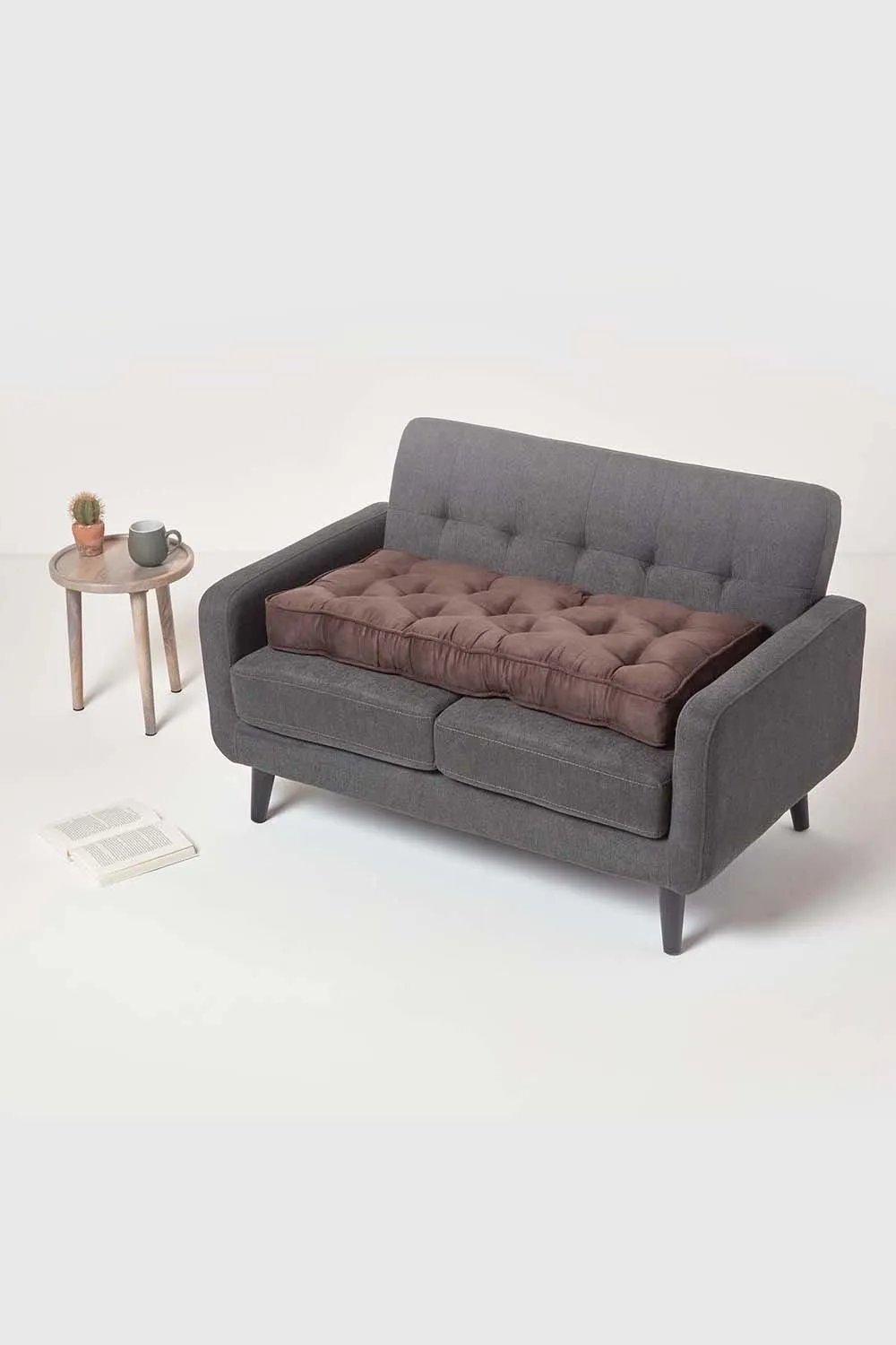 Homescapes Faux Suede 2 Seater Booster Cushion in Chocolate 6