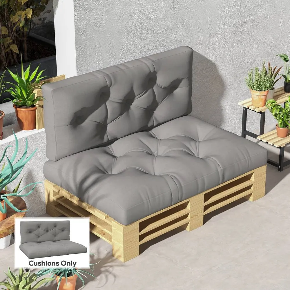 OUTSUNNY 2 Seater Outdoor Seat Cushions & Back for Pallet in Light Grey