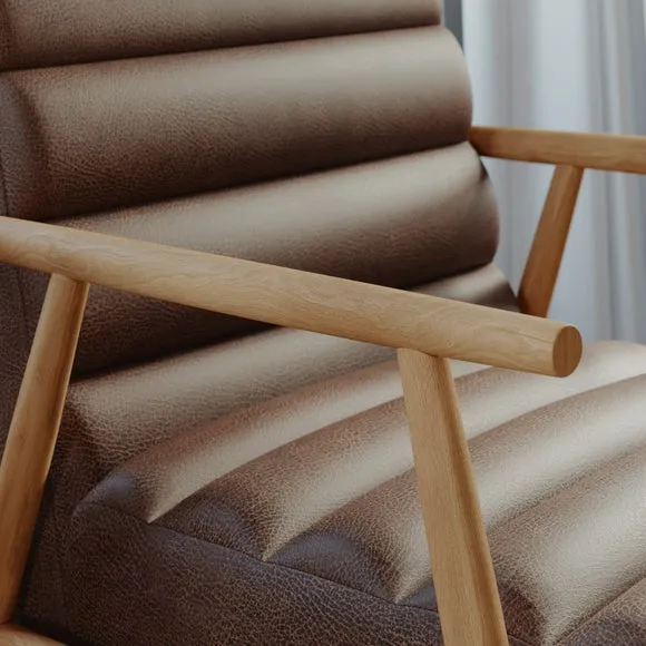 Alpine Faux Leather Ribbed High Back Spindle Chair 4