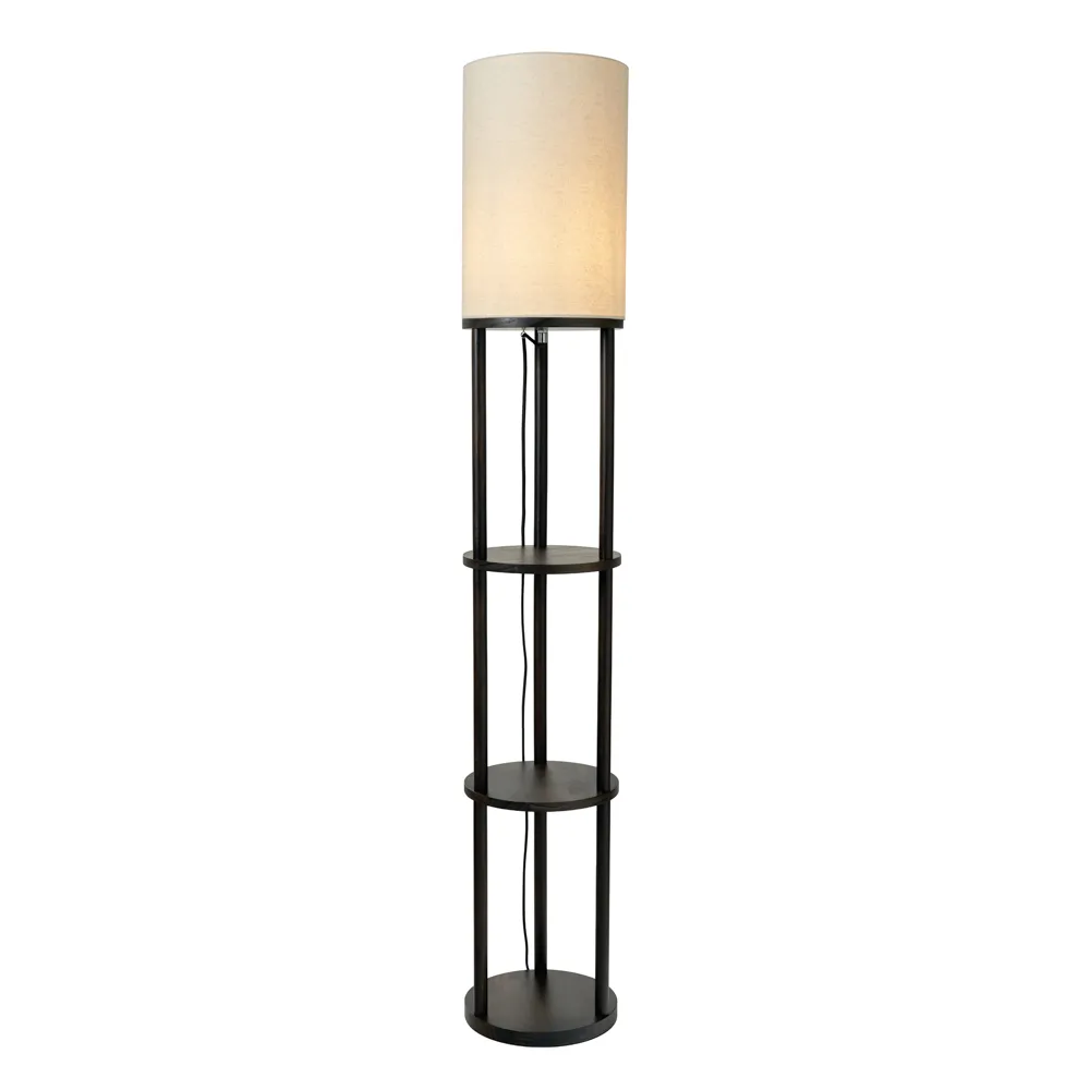 Shelby Floor Lamp with Shelves, Walnut 1