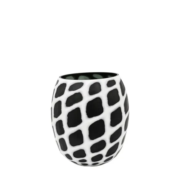 Crossland Grove Arras Handblown Carved Mono Glass Vase 400Mm, Black