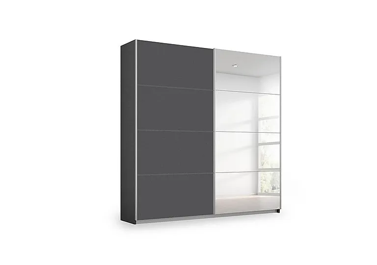 Impulse 181cm 2 Door Décor Slider Wardrobe with Mirror Door - Metallic Grey