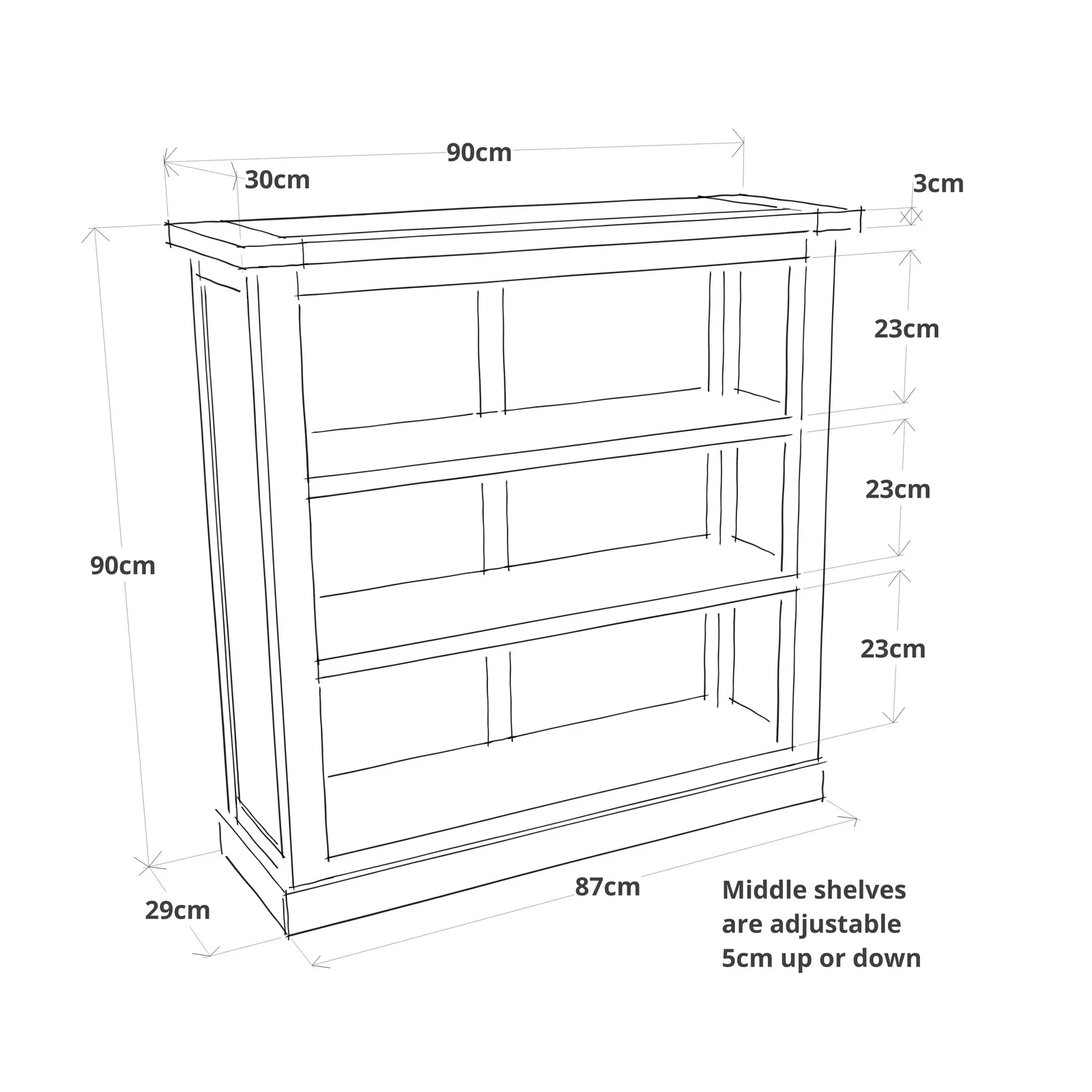 Cabinet Bits Bookcase with plinth 90x90x30cm in Light Brown 6