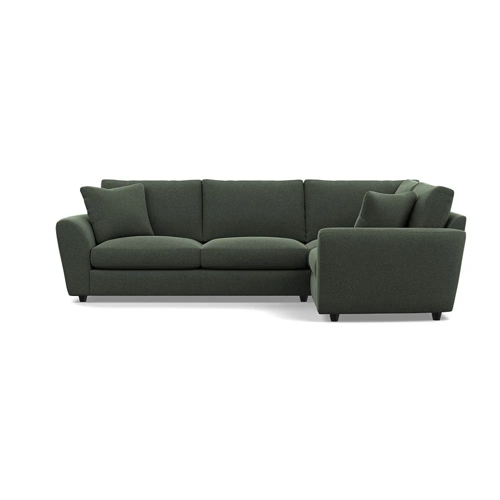 Heal's Snooze Right Hand Facing Corner Sofa Boucle Fern Black Feet 1
