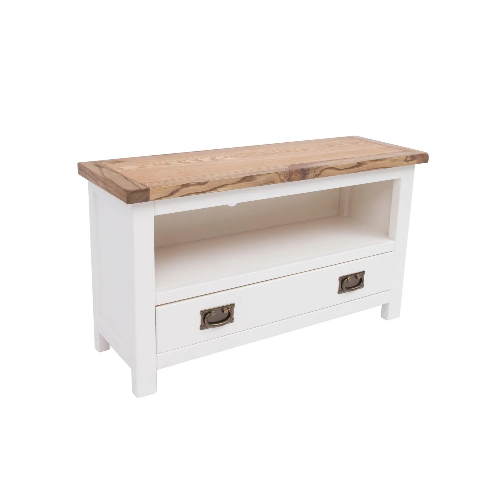Cabinet Bits Lovere Off-White 1 Drawer TV Cabinet Brass Drop Handle 3