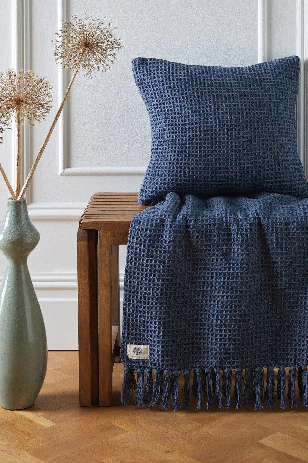 Appletree 'Bruges' Filled Cushion With Geo Waffle Texture in Dark Blue 4