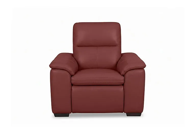 Relax Leather Power Recliner Armchair with Power Headrest - Deep Red - Sofas and Armchairs - In Time for Christmas