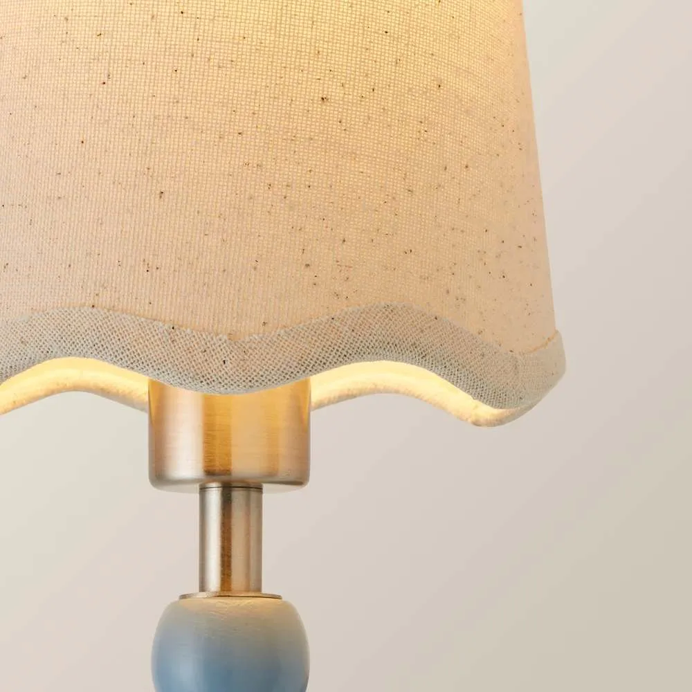 ValueLights Bobbins Pastel Bobble Wall Light & Natural Linen Lamp Shade & Bulb in Pale Blue 5
