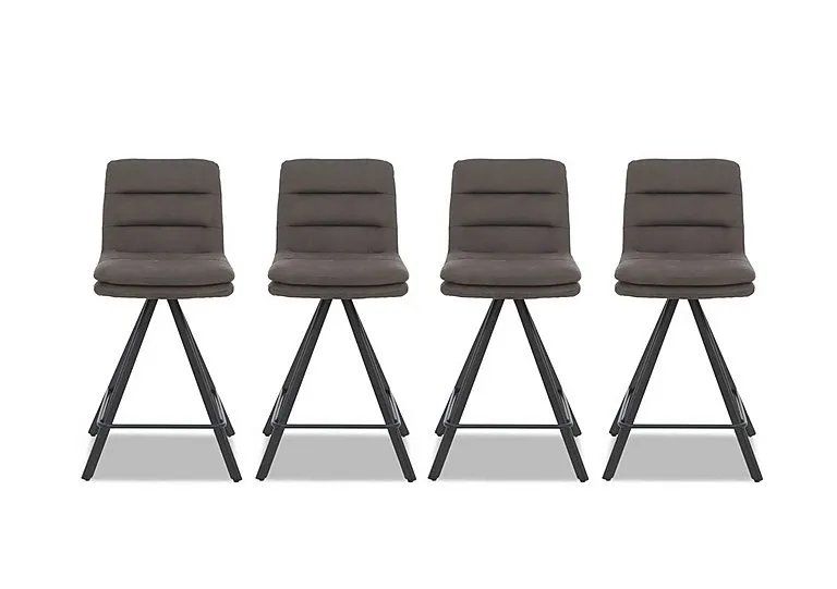 Njord Set of 4 Fabric Swivel Bar Stools - Anthracite
