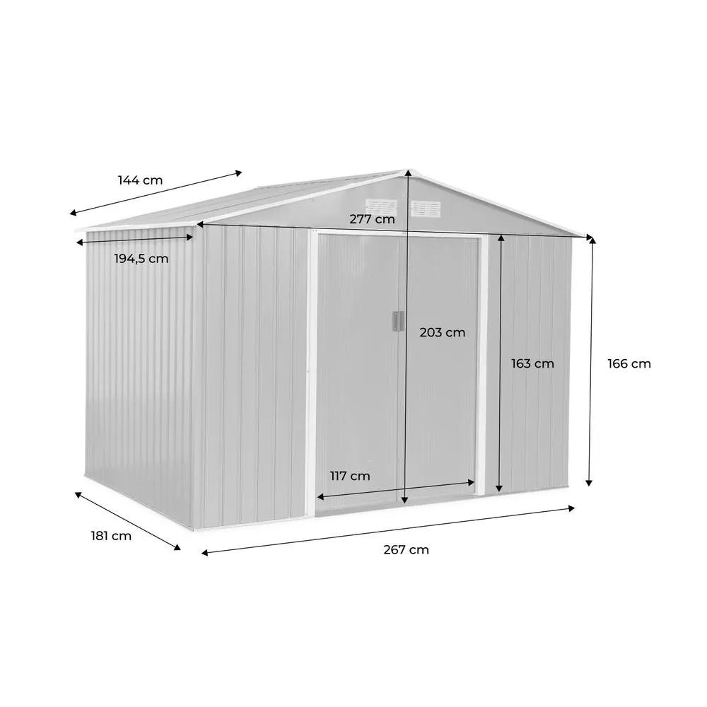 sweeek Metal Garden Shed 5.29m² With Anchoring Kit in Light Brown 5
